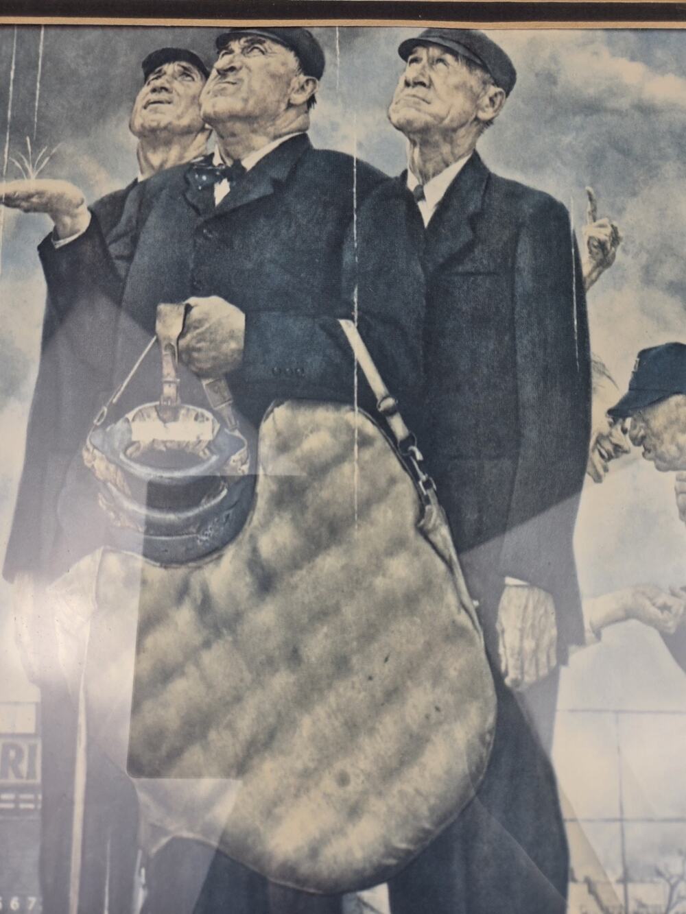 Vintage 1974 Norman Rockwell Umpires Baseball Lithograph Print Framed Curtis